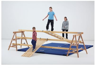 Sport-Thieme Schwebebalken für Lüneburger Stegel | Balancierbalken Set für Halle u. Außenbereich | 3er Set | Holz Natur | Vielseitig einsetzbar, Indoor Outdoor