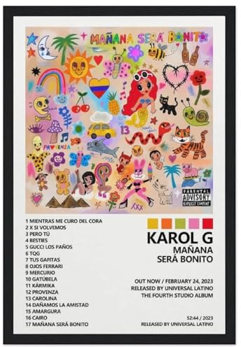 ceok Karol G Póster Manana Sera Bonito portada de álbum de película, póster de pared, impresión de pinturas para sala de estar, dormitorio, decoración de 20 x 30 cm, estilo