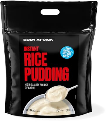 Body Attack Instant Rice Pudding Neutral, 3 kg - Veganer Reispudding für Frühstück & Pre-Workout Snack - Hochwertige Energiequelle dank komplexer Kohlenhydrate - leicht verdaulich
