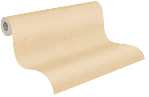 Livingwalls Papier peint 396518 - Papier peint uni en beige, jaune - papier peint uni de haute qualité avec structure textile pour différentes pièces - 10,05m x 0,53m - Fabriqué en Allemagne