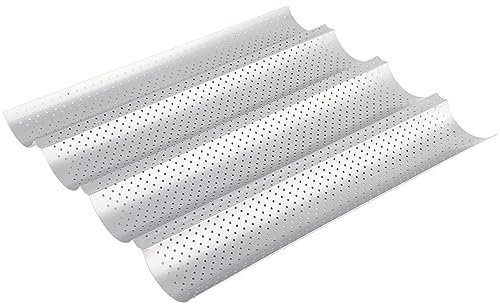 Hapivida Bandeja Para Hornear Pan Francés, Bandeja Para Baguette Perforada Antiadherente De 3/4 Ondas, Bandeja Para Hornear Para Horno Tostador(4 Ola)