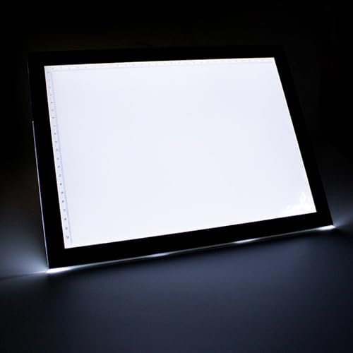 Boîte lumineuse à dessin A1/A2, planche de traçage artistique avec panneau en acrylique et règle de positionnement, gradation infinie et fonction mémoire de luminosité – Parfait pour l'animation