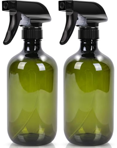 Josteve Cleaning Spray Bottles Hair Water Spray Bottle Plants Mister Sprayer Durable Trigger, Refillable, Clear Plastic 2x 500ml (3Pcs Misting Head) Empty Gardening Atomizer Hair Mister Mist
