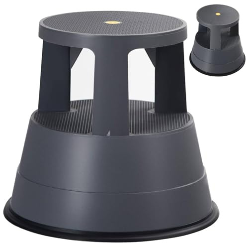 HOMFME Kick Step Stool, Rolling Step Stool with Retractable Wheels