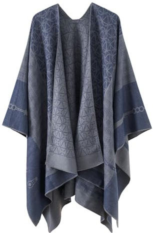 Zetieny Poncho da Donna Modello Geometrico Scialle Coperta Cardigan Calda Lavorata a Maglia Sciarpa Elegante Autunno e Inverno