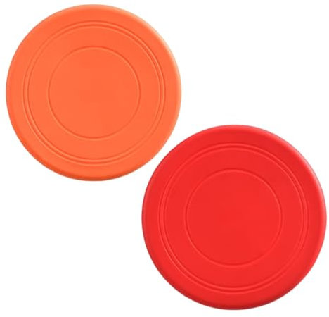 Fc'Noqgn 2 disques Volants antidérapants en Silicone Souple Jouets pour Parents et Jeunes Enfants Sports d'extérieur,Orange,Rouge