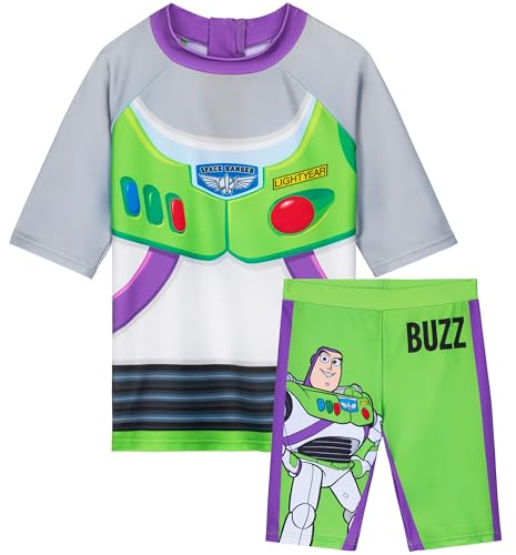 Disney Cars | Toy Story | Marvel Spidey pojkar badset 2 delar badkläder rashguard-topp och badbyxor småbarn barn baddräkt, 4-5 År