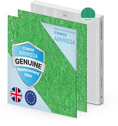 COWAY Air Purifier Airmega Mighty AP-1512HH & 200M Replacement Filter Set for Allergy Sufferers, Includes 2 Allergen Deodorisation Filters & 1 GreenHEPA Filter in One Pack, Lasts Up to 1 Year