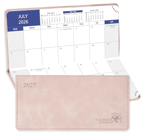 POPRUN Agenda mensile tascabile 2026-2027, formato sottile 8,3 x 17,1 cm (lug 26-dicembre 27), calendario tascabile 18 mesi per borsa, agenda accademica mensile piccola con copertina morbida in pelle