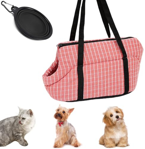 AzulLanse Sac de transport pour animaux de compagnie pour chiens de petite taille, sac à bandoulière pour chiots, sac pour chats, Chihuahua, Yorkie, pour la randonnée et le camping, 1 bol pliable