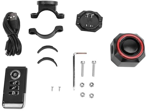 Ausla Wireless Bike Alarm, Smart Anti Theft Bike Alarm Remote Control with Vibration SensorUSB Rechargeable for Car Motorcycles Scooter