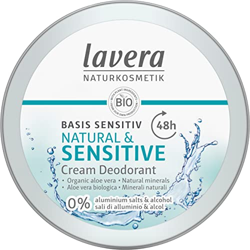 lavera Deo Creme base sensibile NATURALE & SENSITIVE - 48 h - vegan - cosmetici naturali - senza alluminio - composizione attiva con aloe vera biologica e minerali naturali - protezione 48 ore - 50 ml