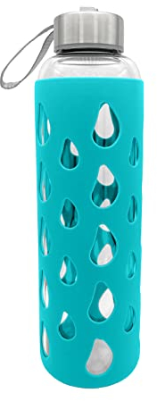 GEDA LABELS Silicone Turchese, Borraccia in Vetro Unisex Adulto, 500 ml