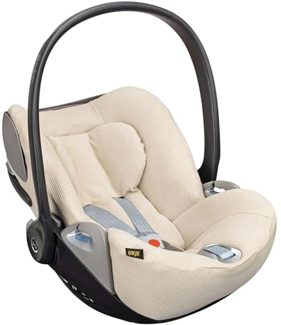 Ukje - Cybex Cloud Z Sommerbezug - Perfekte Passform - Handgefertigt in Europa - Dickes atmungsaktives Baumwollgewebe - Sommerbezug Cybex - Reduziert das Schwitzen und hygienisch… (Beige Waffel)