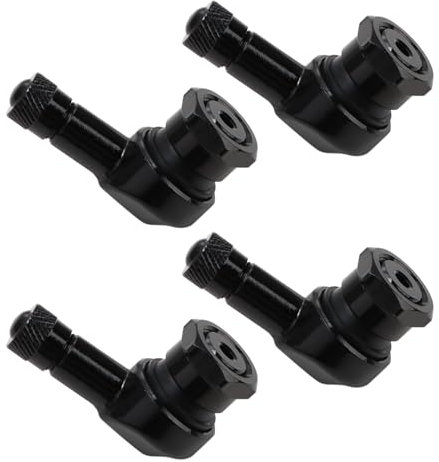 Wonvify Valvola del Pneumatico per Moto 90 Gradi, Lega di Alluminio Adattatore per Copri Valvole Moto Nero, Prolunga Valvola Pneumatici de 11,3mm (4 Pezzi)