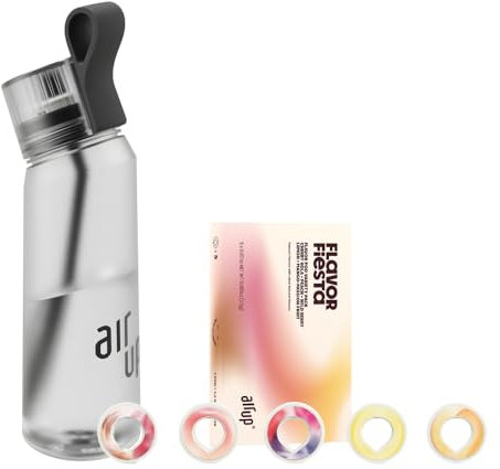 air up water bottle (22 oz) for school, sports, gym | includes 5 scent pods & straw | flavored bottle in white – also for kids, boys, girls | no calories, sugar-free and suitable for carbonation