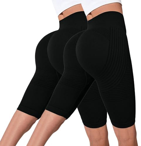 2 Pack Leggins Anticeluliticos Mujer Cellumove Leggings 3D Anticelulitico, Viva Cuerpo Leggings Anti Cellulite Vivacuerpofit Push Up, Mallas Cortas de Mujer para Yoga Fitness Pilates