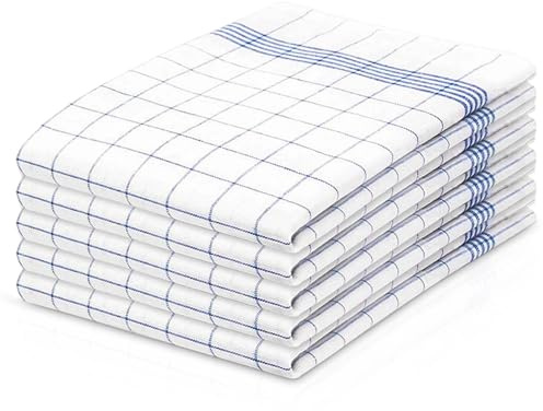 Eulihent 5 Pcs Cotton Tea Towels for Kitchen 45x65 cm Dish Cloth Quick Drying Cleaning Cloth Super Absorbent Hand Towels for Catering, Drying and Washing