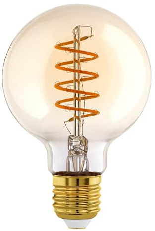 EGLO LED E27 Globe dimbar med justerbar färgtemperatur | spiral vintagelampa 7 W, 700 lumen, varmvit, 2000-3000 K, glödlampa Edison G95, Ø 9,5 cm