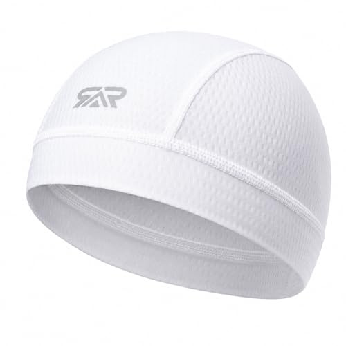 DVDVBOOM Cycling Skull Cap Helmet Liner Cooling Skull Cap for Men, Breathable Bike Cap Under Helmet, Sweat Wicking Quick Dry Cycling Cap for Road Cycling Running Motorcycle Riding White