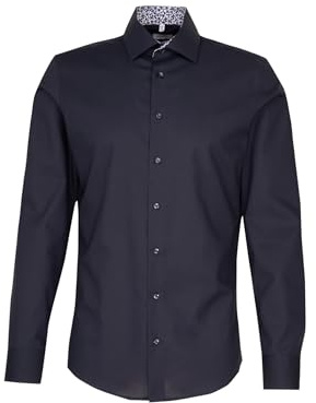 Seidensticker Men's Business Shirt - Slim fit - Non-Iron - Kent Collar - Long Sleeve - Patch - 100% Cotton Dunkelblau