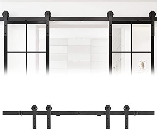 UISEBRT Kit di ferramenta per porta scorrevole da fienile in acciaio al carbonio 366 cm - Nero