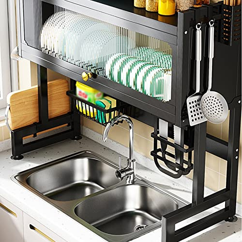 Support De Séchage De La Vaisselle Au-Dessus De L'évier (33,4/37,4), Grand Rangement pour Égouttoir À Vaisselle De Cuisine, Support D'étagère Extensible (S : 95cm)