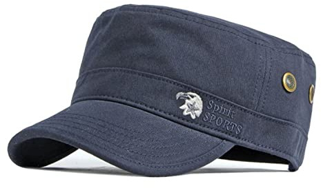 CHENNUO Berretto Militare Uomo, Cappello Army Uomo Vintage in Cotone Piatto Cappello con Visiera Baseball Army cap (Blu)