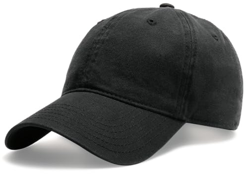 FURTALK Womens Mens Baseball Cap Washed Cotton Adjustable Soft Caps Unisex Unstructured Vintage Baseball Hats, Black, M