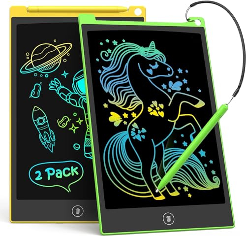 TECJOE 2 Pack LCD Writing Tablet, 8.5 Inch Colorful Doodle Board Drawing Tablet for Kids, Erasable Reusable Writing Drawing Pad, Learning Toys Gifts for 3 4 5 6 Years Old Boys and Girls Toddlers