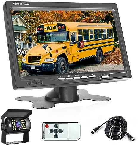 Camera de Recul pour Voiture avec Moniteur LCD 7 Pouces,Caméra de Recul IR Vision de Nuit étanche IP68 avec 10M Câble Caméra de Recul Kit pour Camping Car/Camion/RV/Remorques/Agricole/Motorhome 12-24V