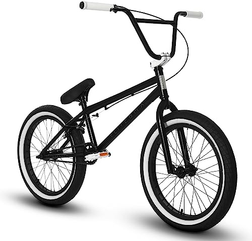 Elite BMX Freestyle Bike, Durable Steel Frame, Available in 16, 18, and 20 Sizes. New Sizes 26 and 29 BMX Bicycles. (Black White, 20)