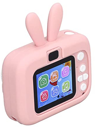 Caméra Étudiant 1080P, 400mAh ABS Silicone Écran Transparent 64G Support de Mémoire Appareil Photo Numérique pour Enfants 20MP USB pour Jardin (Rose)