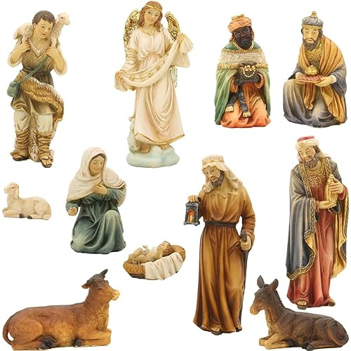FADEDA 11 x krubbfigurer orientaliska/höjd: 11 cm/handmålad/detaljerade krubbfigurer – julbord, dekoration, krubbtillbehör