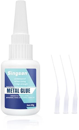 Singsen Metal Glue - 30g Clear Cyanoacrylate Super Glue for Metal, Glass, Plastic, Acrylic, Ceramic - Strong, Non-Toxic, Easy to Apply
