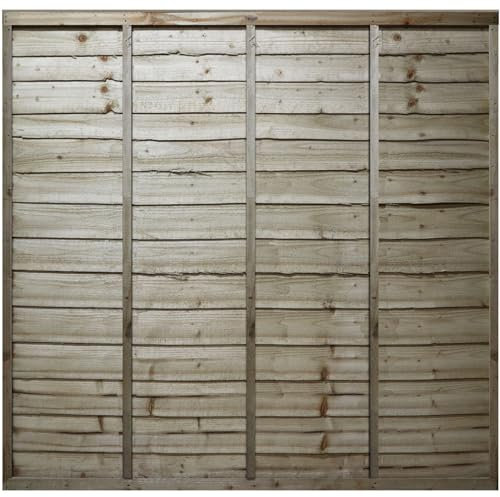 Premier Garden Supplies Lap Fence Panel Width: 6ft (183cm) x Height: 6ft (180cm) Heavy Duty Wooden Waney Larch Pressure Treated (Tanalised) Garden Fence Panel (W: 1830mm x H: 1800mm)