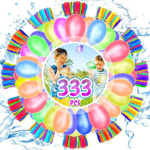 ocuvaep 333PCS Ballon d’eau, Ballon à Eau à Fermeture Automatique à Remplissage Rapide, Bombes à Eau Ballon Colorés, Adapté aux Adultes et aux Enfants Fête d’été à la Piscine et Activités de Jardin