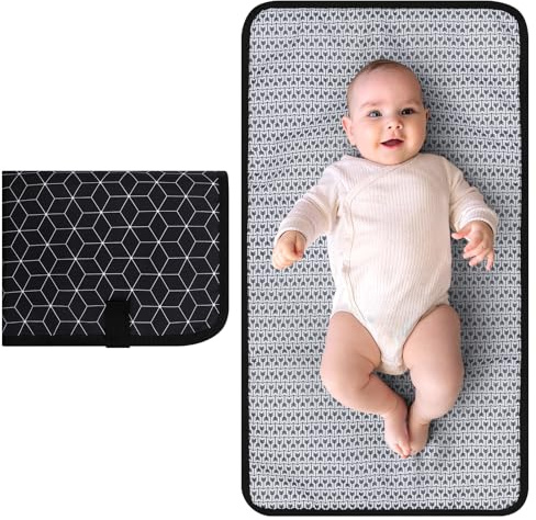 Accmor Bärbar skötdyna, vattentät skötbädd för baby, blöja skötbädd bärbar, reseskötbädd för baby, svart