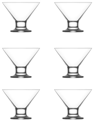 NORDIC SCHILLER Eisbecher Glas Set, Eiscremegläser (6, 165 ml), Dessertgläser mit Fuß, Dessertschalen für Eiscreme Eisschalen, Eisgläser, Desserts, Obst, Vorspeise, Cocktails, Dessertgläser