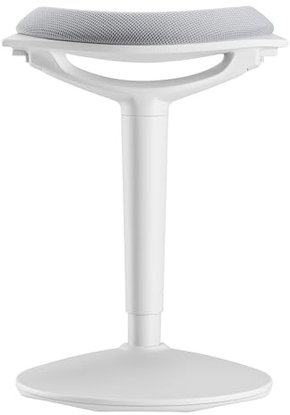 WilTec Tabouret Ergonomique Assis Debout – 42 x 34 x 55-70 cm – Capacité Max. 100 kg – Couleur Grise – avec Ressort à gaz – Fauteuil de Bureau, Chaise Debout Assis