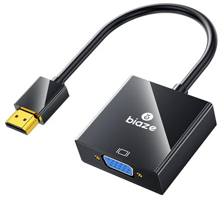 biaze ZH10 HDMI auf VGA Adapter, 3,5MM Audioanschluss und Microusb Ladegerät für Computer Desktop Laptop PC Monitor Projektor HDTV Chromebook Raspberry Pi Roku Xbox und mehr