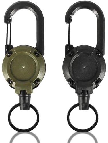 JOOTUEPO 2 Piezas llaveros Extensibles Retráctil, Llavero Retráctil con cuerda de acero extensible de 60 cm, Llavero Extensible con Mosquetón para Soporte de Tarjeta ID Tarjetas de Acceso