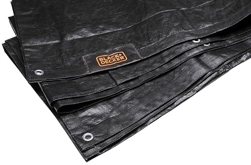 Black+Decker - Lona de Lona de 1,6 x 2,5 m, con Ojales, para Camiones, con Ojales, Impermeable, para remolques, protección para Muebles de jardín, 10 Ojales de Aluminio
