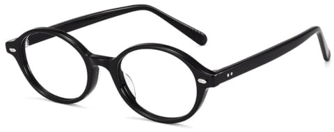 Ovala glasögonbågar Acetat Glasögon for dator Helbåge Receptfria glasögon Ultralätt Snygg Leoparddekor(Schwarz)