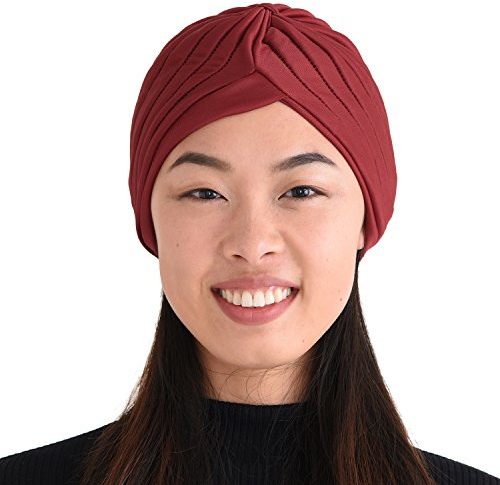 CHARM Twist Pieghe Testa Incarto Turbante Cappellino Chiromante Cappello retrò Vintage Rosso