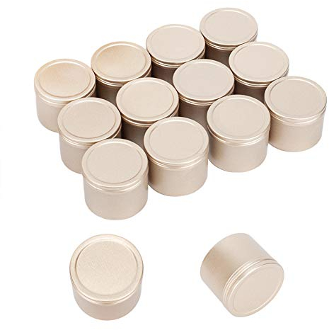 PandaHall 1.7oz Metalldosen, 20 Packung Deep Solid Slip Top Runde Zinnbehälter Mit Deckel Metallvorratsdosengläser Für Kosmetika, Partybevorzugungen Und Geschenke, Licht Gold
