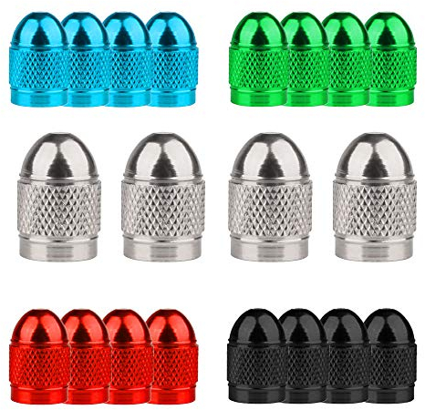 Senven 20 Pcs hochwertige Farb-Ventilkappen, Aluminium-Ventilkappen, Reifenventil-Staubkappen Auto, LKW, Motorrad, Fahrrad verhindern Luftleckage - Universal-Reifenventilkappen - 5 Farben