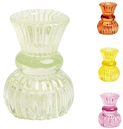Talking Tables Set 1 Portavelas Pequeño Vidrio Verde Claro | Candelabros Decorativos para Pascua Navidad Ocasiones | 7.5 cm de Alto Adecuado para Velas 2 cm Ancho Profundidad