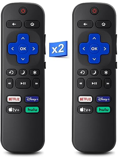 Replacement for Roku-TV-Remote, Compatible for Hisense/Onn/Sharp Roku Series Smart TVs【Pack of 2】