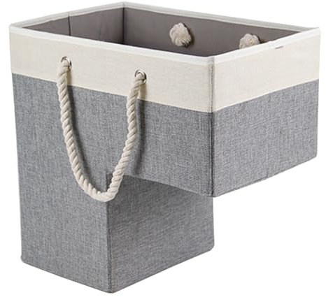 Cesta de escalera, cesta plegable para escalera con asas de cuerda de algodón grueso, escaleras alfombradas y de madera con asa, cesta plegable para escalera, cesta de escalera, organizador de